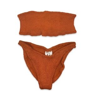 GUC Hunza G Gabrielle Bandeau Bikini Metallic Rust